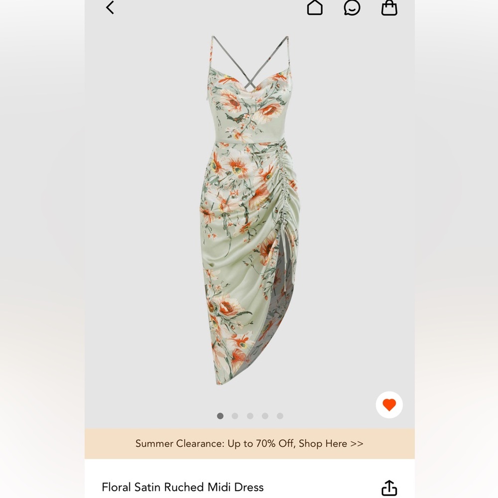 Floral Satin Ruched Midi dress